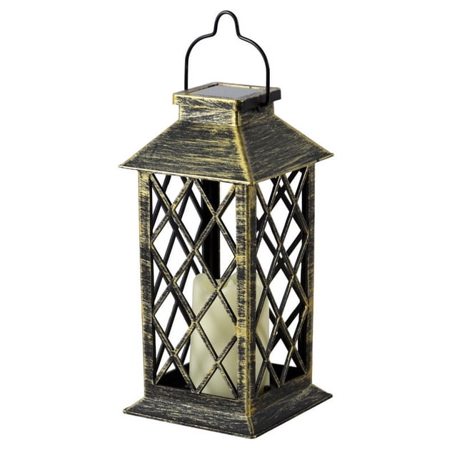 Lámpara solar de viento de plástico artesanal, lámpara de palacio hueca, decoración navideña para jardín al aire libre, lámpara de llama LED, lámpara colgante con forma de vela