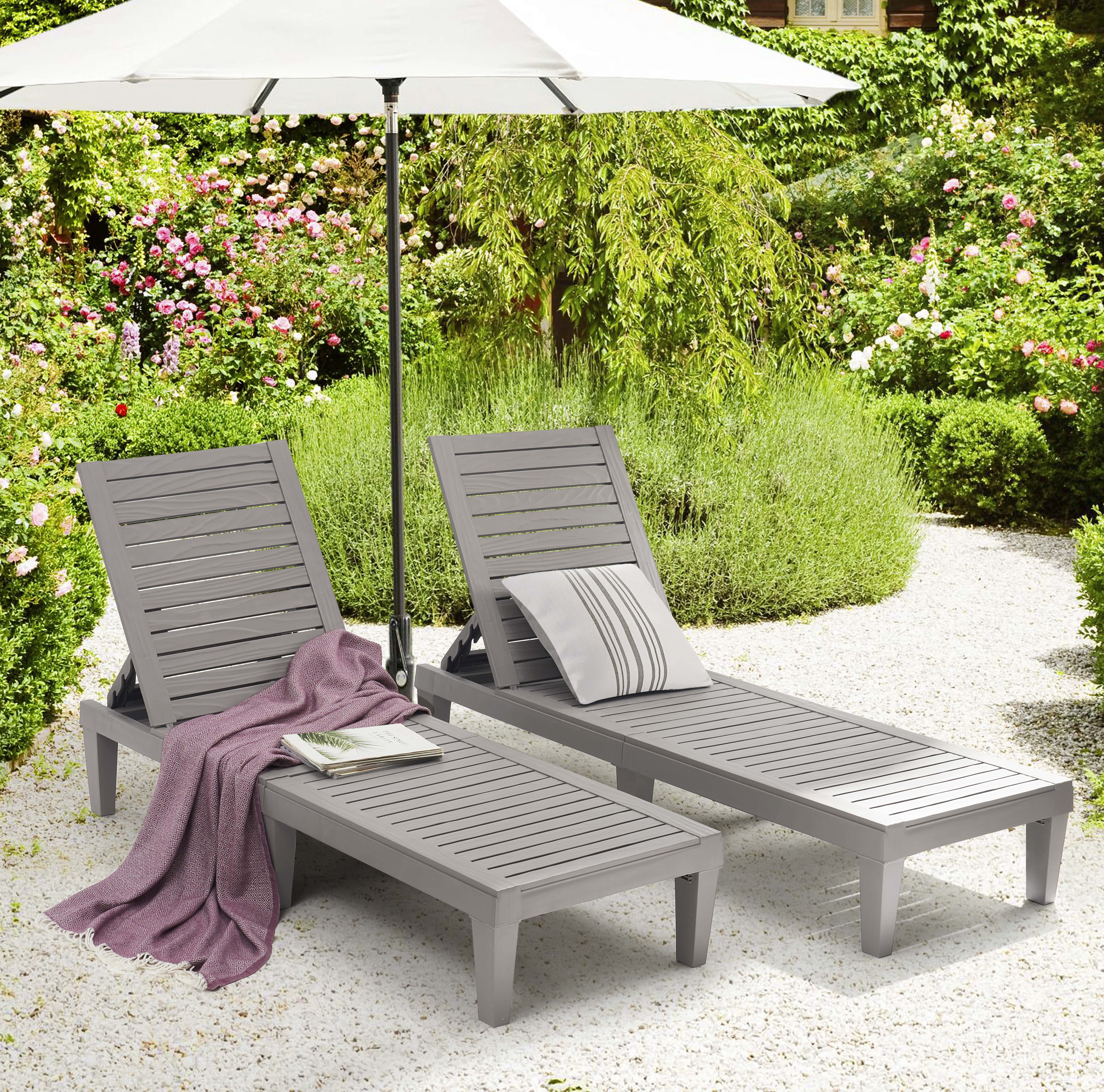 LammaLoe Set of 6 Chaise Outdoor Lounge Chairs for Pool Chairs or Patio Furniture, Gray