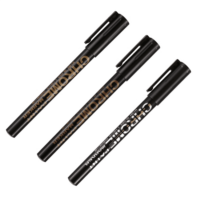 3PCS Chrome Pen Marker Mirror Waterproof Paint Repair for Rock Ceramic Glass Metallic,3 x Chrome Pen