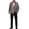 thumbnail image 2 of INSPIRE CHIC Animal Printed Blazer for Men's Slim Fit One Button Sports Coats M Khaki, 2 of 5
