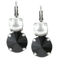 thumbnail image 2 of Swarovski 8mm White Pearl and 12mm Rivoli Black Jet Leverback Earrings, 2 of 3
