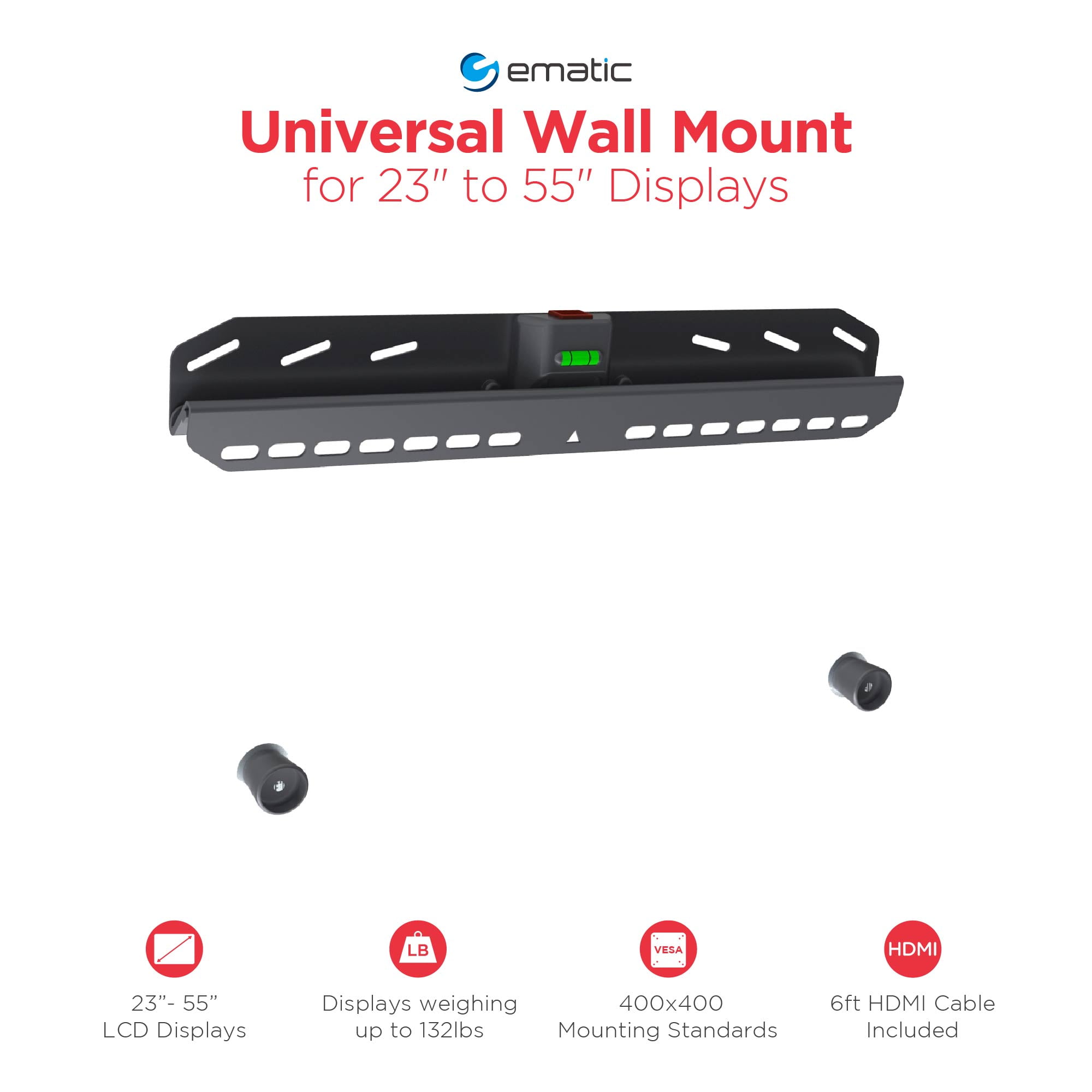Ematic Low Profile Universal Wall Mount for 23" to 55" TVs with HDMI