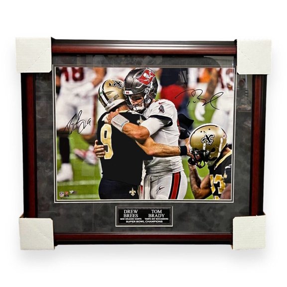 Tom Brady  Drew Brees Autographed 16x20 Photo Framed to 23x27 Fanatics
