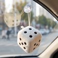 thumbnail image 3 of Fuzzy Plush Dice for Car Mirror, Soft Plush Dots - Cute Game Prop Decorative Pendant for Car Interior Hanging Ornament Decoration, 3 of 7