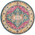 thumbnail image 3 of SAFAVIEH Madison Collection MAD202M Boho Chic Medallion Distressed Non-Shedding Dining Room Entryway Foyer Living Room Bedroom Area Rug, 6'7" x 6'7" Round, Blue / Multi, 3 of 4