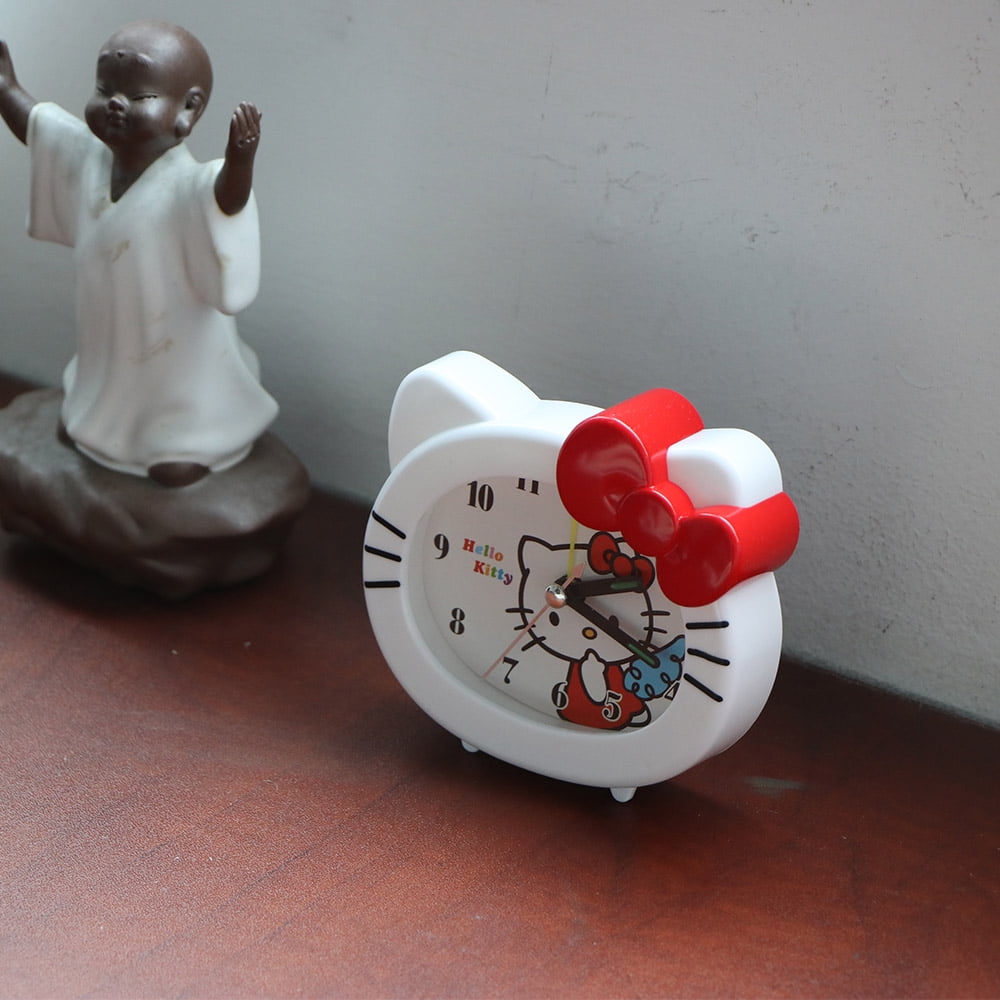 Girl Fashion Portable Cute Cartoon Hello Kitty Analog Display Bedside Alarm  Clock Gift