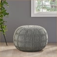 thumbnail image 2 of Yuny Knitted Cotton Round Pouf Ottoman – 20x20x14 for Living Room | Cotton | Round, 2 of 8