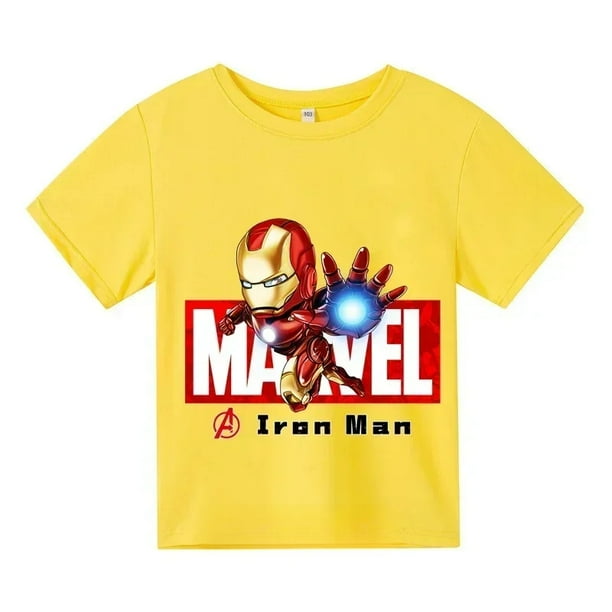 2024 Moda de verano Ninos Superheroe Iron Man Camiseta de manga corta para ninos y ninas Camiseta de verano de manga corta para ninos Walmart en linea