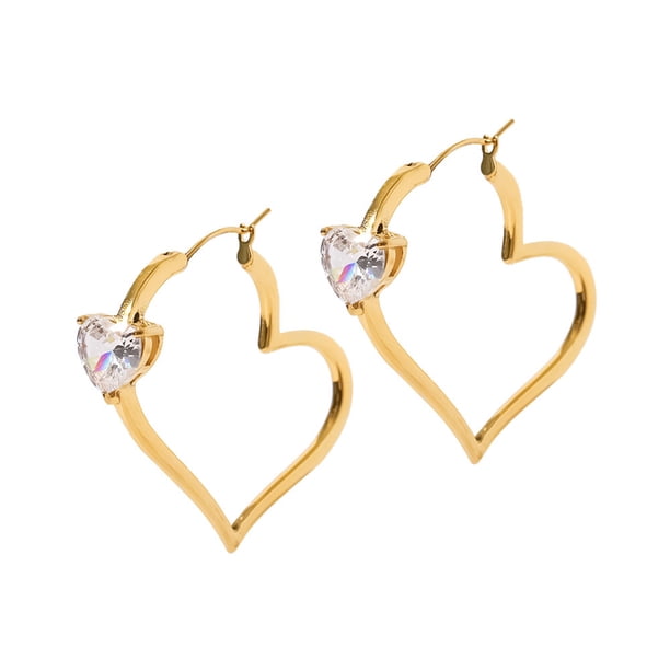 Sonducket 1 par de pendientes de mujer con decoración en forma de corazón de circón, brillante, pendientes de joyería para fiesta de Ropa, zapatos y accesorios Miscelánea Sonducket AP017874-00