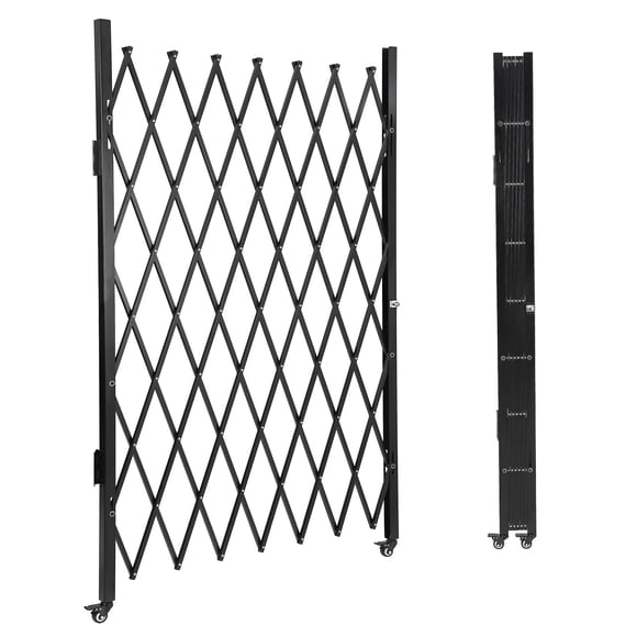Garvee 85x95 Inch Folding Security Door, Portable Flexible Steel Accordion Gate with 360° Wheels for Courtyards, Garages, Gardens