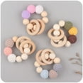 Baby products Wood pacifier clip to appease baby big wool ball DIY bite