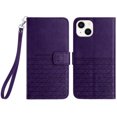 thumbnail image 1 of For Iphone 15 Plus Rhombic Texture Leather Phone Case With Lanyard(Purple),iPhone 15 Pro Max, 1 of 7
