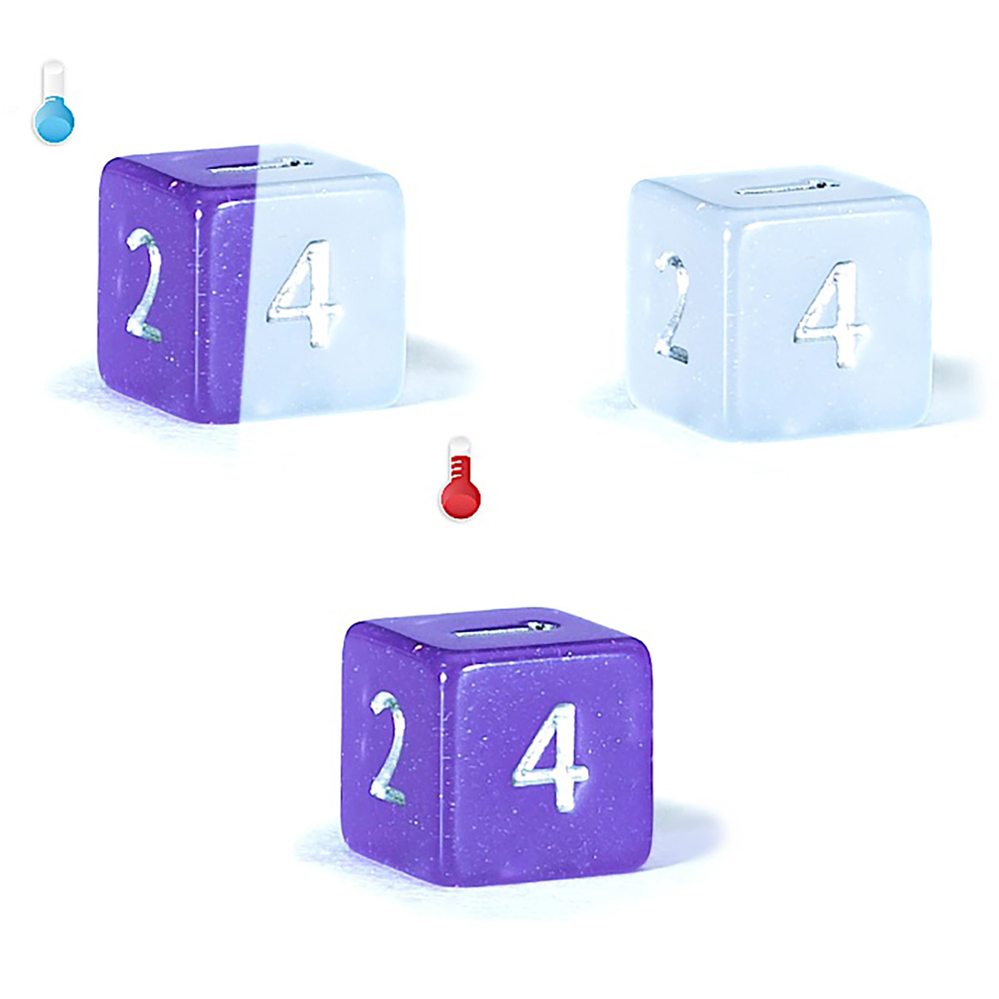 Mighty Tiny Dice: Chromatic Lightning - 7 pc - RPG Dice Set Thermal Color Changing, 12mm Resin, Change Color Purple To White