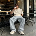 thumbnail image 6 of GrmtClth Mens relaxed daily lifestyle trousers wide leg flowy soft material casual loose pants outdoor vacation long distance travelling Light Gray 3XL, 6 of 7