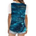 thumbnail image 2 of Gibobby Camiseta de manga corta para mujer Top manga corta con cuello en V encaje informal con estampado moda para mujer(Azul oscuro,XL), 2 of 4