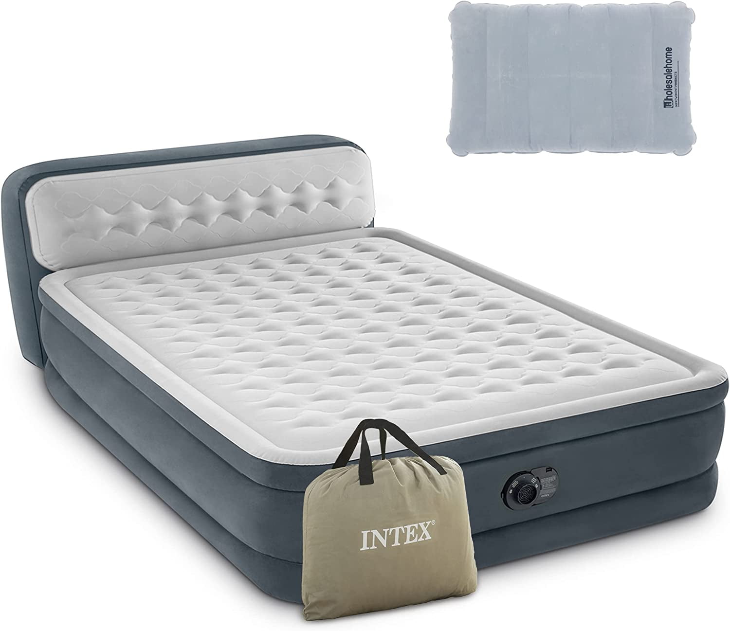Queen Air Mattress with Headboard and Built in Pump 18" Easy