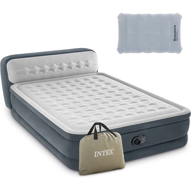 Queen Air Mattress with Headboard and Built in Pump 18" Easy