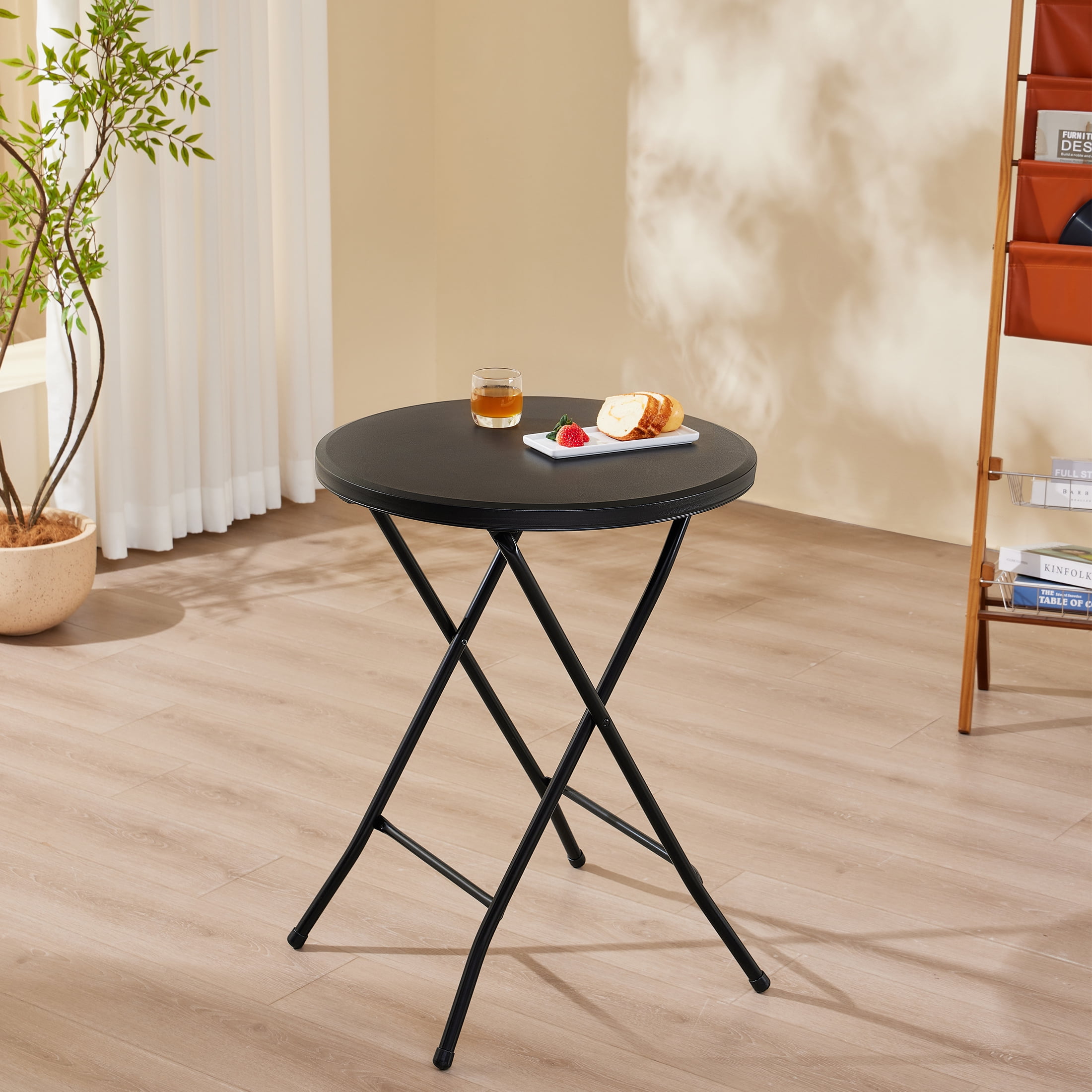 Mainstays 24" Round Bistro Folding Table, Black