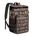 thumbnail image 1 of Bookcase Wall Insulated Cooler Backpack, Leak Proof Lunch Backpack with Bookmark Design for Reading Enthusiasts & Outdoor Use, 1 of 6