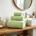 thumbnail image 4 of Juego de toallas de algodón extragrande de 3 piezas con toalla facial, de manos y de baño, multicolor, suave, altamente absorbente, de secado rápido, ligero y portátil., 4 of 6