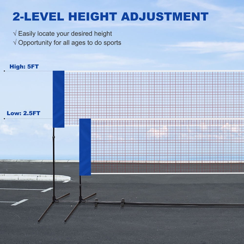Spaco 14 x 5 Feet Portable Beach Training Badminton Net with Carrying Bag, Badminton Net Stand, Light and Fast Set Up, Perfect for Kids Volleyball, Tennis, Pickleball, Soccer Tennis