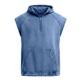 thumbnail image 3 of Yaoyar Tank Top for Men Workout Gym Sleeveless Hoodies Relaxed Fit Vintage Distressed Washed Shirts 1/4 Zip Pullover Top, 3 of 4