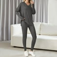 thumbnail image 3 of OGLCCG 2 Piece Lounge Sets for Women 2 Piece Lightweight Fall Outfits Casual Loose Long Sleeve V Neck Pullover Tops and Strecth Leggings Sets,XL,Dark Gray, 3 of 4