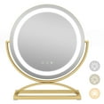 thumbnail image 1 of Costway Miroir de Maquillage Rond de 16 Pouces avec Lumières, 3 Couleurs, Gradable, Commande Tactile, Or, 1 of 10