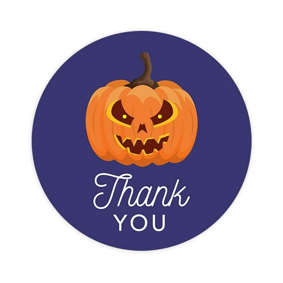 Koyal Wholesale Halloween Thank You Stickers 2 Inch Round 120 Bulk Pk Pumpkin Fe Labels For Halloween Party Favors