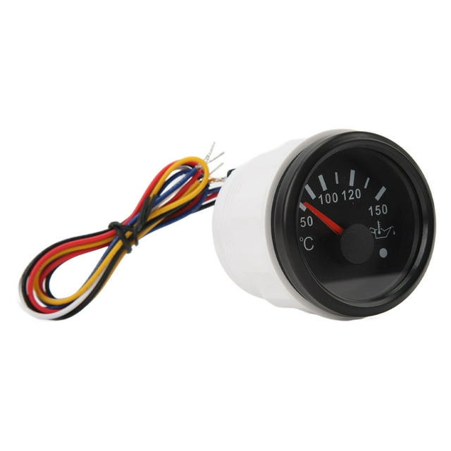 Oil Temperature Gauge, DC 9-32V 52mm Oil Temperature Gauge 50-150 Degrees Celsius With Colorful Back Light For RVs Yachts Fishing Boats