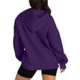 thumbnail image 7 of Goodeals Flash Deals,Pullover Sweatshirts for Women Classic Plain Solid Color Hoodies Long Sleeve Oversized Pullover Fall Winter Fleece Hooded(Purple,XL), 7 of 7