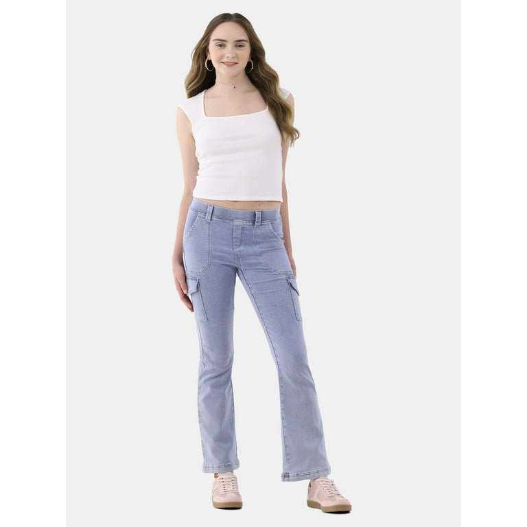 No Boundaries Pull On Utility Jeans, 31.5” Inseam, Women's No Boundaries Pull On Utility Jeans, 31.5” Inseam, Women's