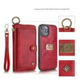 thumbnail image 2 of Dteck Wallet Case Compatible with iPhone 12 Pro Max 6.7 inch, 2 in 1 Leather Zipper Purse Large Capacity 14 Card Slots Detachable Magnetic Phone Cover with Wrist Band, Red, 2 of 9