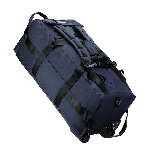 Bolsa de lona con ruedas, maleta de gran capacidad para acampar al aire libre en la playa Azul