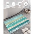 thumbnail image 5 of Shag Bath Rugs Aqua Retro Floral Striped Plush Soft Fluffy Doormat Floor Carpet,Non-Slip Living Room Bedroom Kitchen Entryway Door Mats Ethnic Bohemia Style, 5 of 6