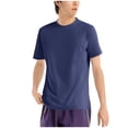 thumbnail image 2 of YFNNUP Mens T-Shirts Stretchy Short Sleeve Shirt UPF 50+ Lightweight Moisture Wicking Top Casual Crew Neck Basic Workout Tee Shirts Dark Blue XXL, 2 of 7
