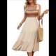 thumbnail image 2 of Vestidos de Verano Sin Mangas para Mujer, Vestidos Largos para Invitadas de Boda, Blusas de Punto Acanalado y Falda de Poliéster con Bolsillos. Albaricoque XL, 2 of 10