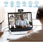 Hually Webcam with Microphone, Full HD 1080p/15fps Video Calling, USB Plug and Play, Works with Skype, Zoom, FaceTime, Hangouts, PC/Mac/Laptop/Macbook/Tablet - Black