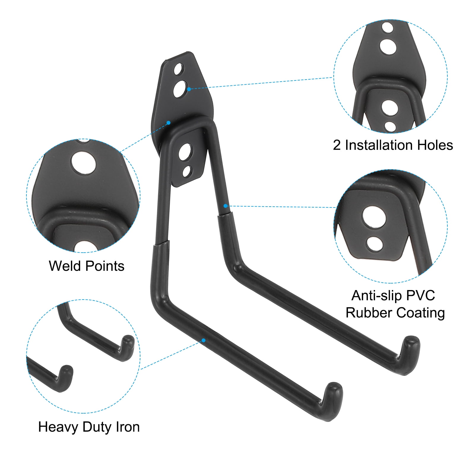 Unique Bargains Heavy Duty Garage Hooks Wall Mount Hanger 2.36"x 7.40"x 6.30" Black