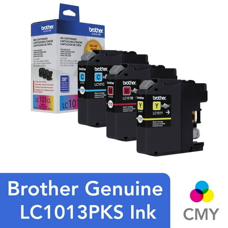 Brother Genuine Standard Yield Color Ink Cartridges, LC1013PKS, Replacement Color Ink Three Pack, Includes 1 Cartridge Each of Cyan, Magenta & Yellow, Page Yield Up To 300 Pages/Cartridge,