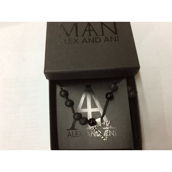 Alex and Ani Men's Beaded Triangle 34 inch Necklace Rafaelian Silver NWTBC
