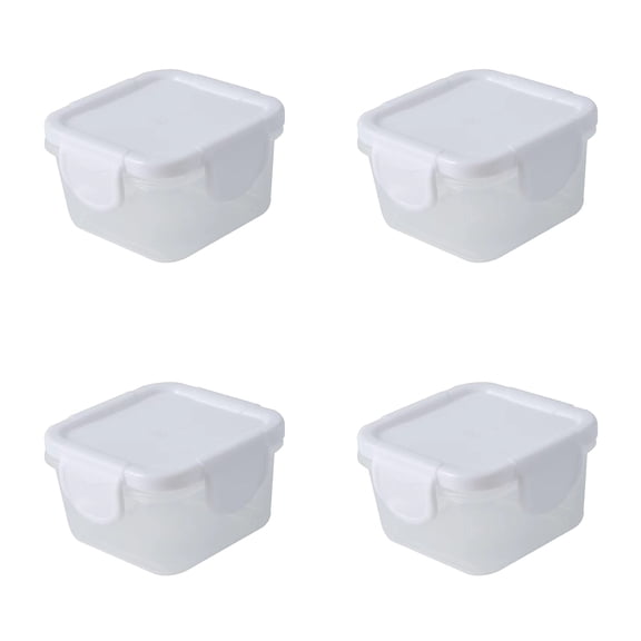 4 Pcs Mini Food Storage Containers, Small Tupperware Containers with Lids, Condiment Sauce Containers, Mini Freezer Storage Containers Airtight Containers, Dishwasher Freezer and Microwave Safe