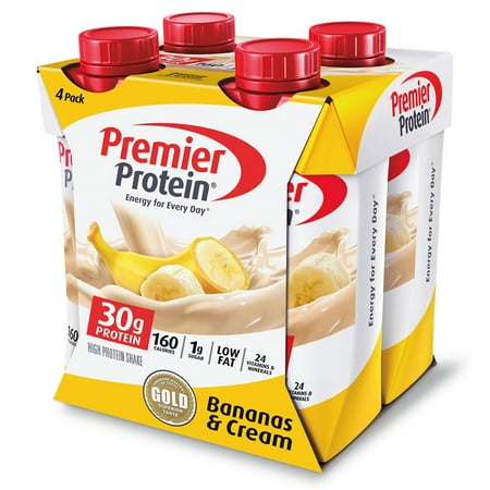 Premier Protein Bananas & Cream High Protein Shakes, 11 fl oz, 4 (Best Protein Drink To Build Muscle)