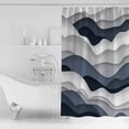 thumbnail image 2 of Gradient Ocean Shower Curtain, 66" x 72", Waves Dark Blue Gradient Waves Waterproof Bathroom Curtain Washable Shower Curtain Set with 12 Hooks, 2 of 6