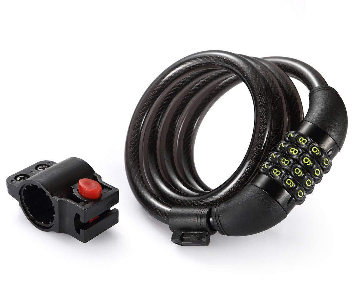 Bike Lock Cable 4-Feet Basic Self Coiling Resettable Combination Locks With X 