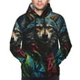thumbnail image 2 of Bingfone Vintage Wolf Warrior Men's Drawstring Hoodie Long Sleeve Pocket Sweatshirts-Small, 2 of 6