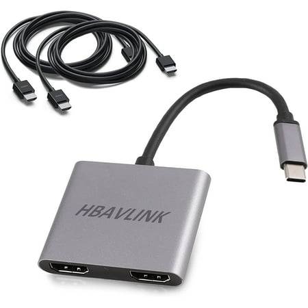 Adaptateur USB C vers double HDMI pour double moniteur 【 avec câble HDMI 2  pack 】, adaptateur double moniteur BAVLINK affichage étendu double