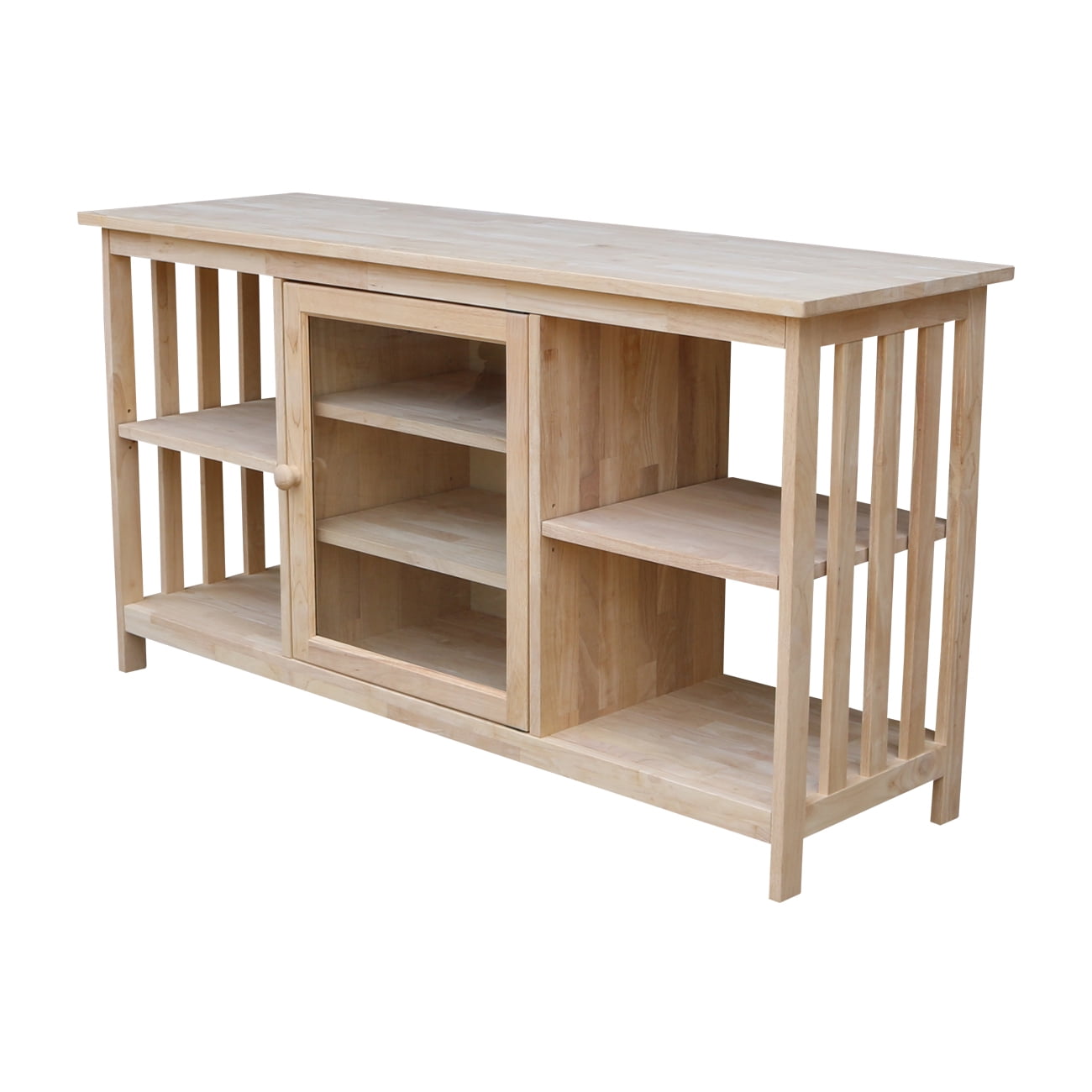 International Concepts Mission TV Stand for TVs up to 62" Light Brown: Hardwood Media Console with Open Storage & Metal Hardware