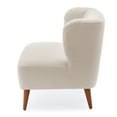 thumbnail image 2 of Boucle Chair In Milky White, Comfortable Wrap Around Back, Modern Chic , Solid Wood & Plywood, Pocket Coil Seat, 8" Round Legs White Accent Armchair, Covered, Comfort Design, Suits Most Frame, Seat, 2 of 3