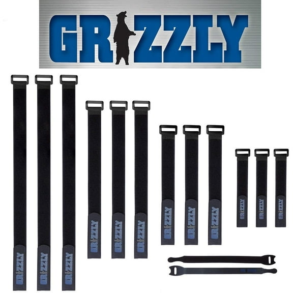 Reusable Cinch Straps, 1-Inch Wide, Black Nylon Cable/Securing Straps, 12 Various Length, Adjustable, Self-Adhesive Nylon Straps